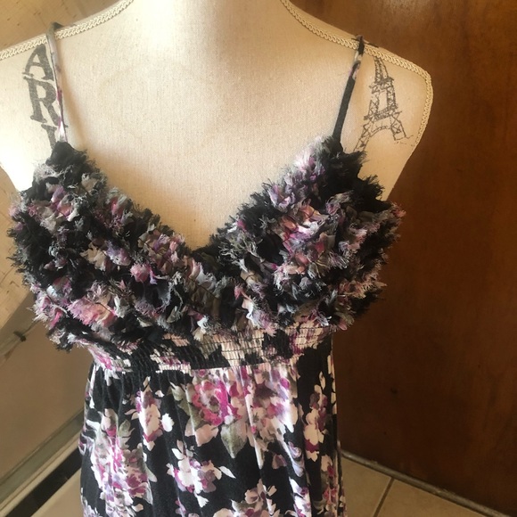 Candies Womens Multicolor Floral Dress Fluff Bodice SZ M Spaghetti Straps SEXY - Picture 2 of 10